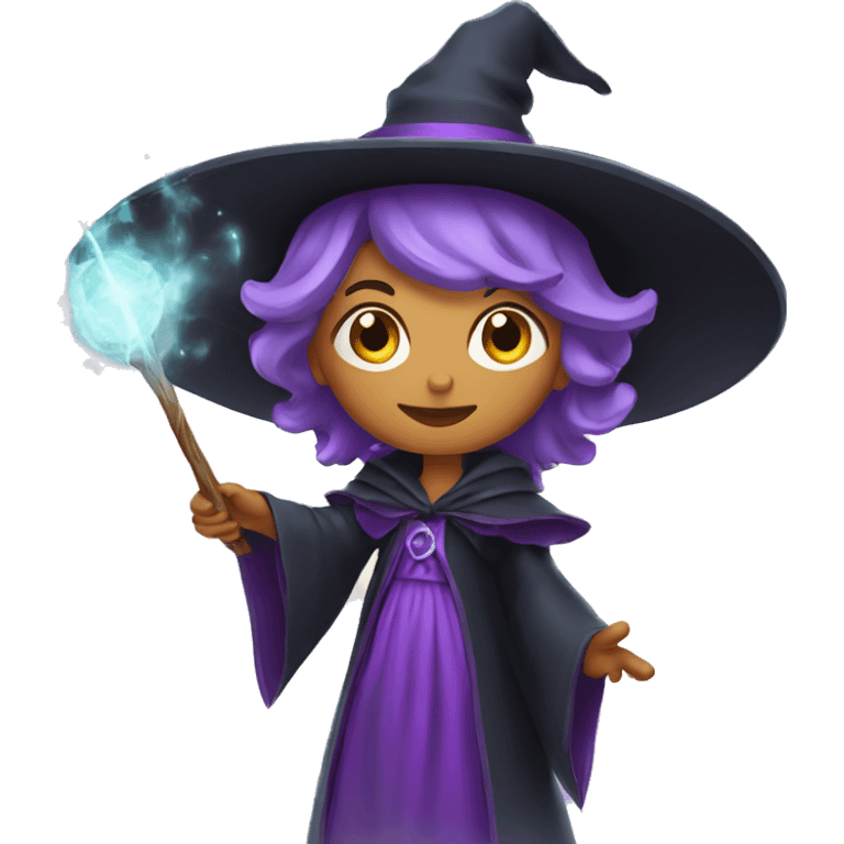 witch casting spell with a Magic wand emoji