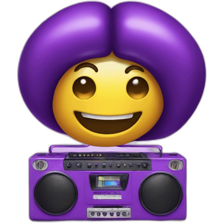 Purple bean with a boombox emoji