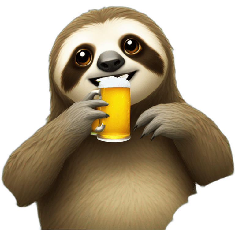 Sloth drinking beer with a caterpillar emoji