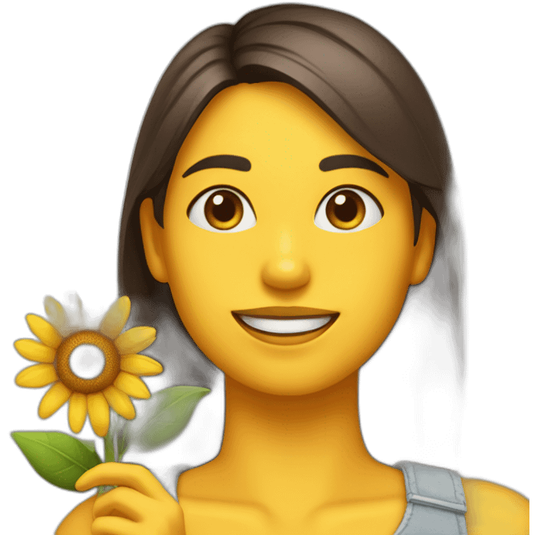 CHICA CON GIRASOL EN LA MANO emoji