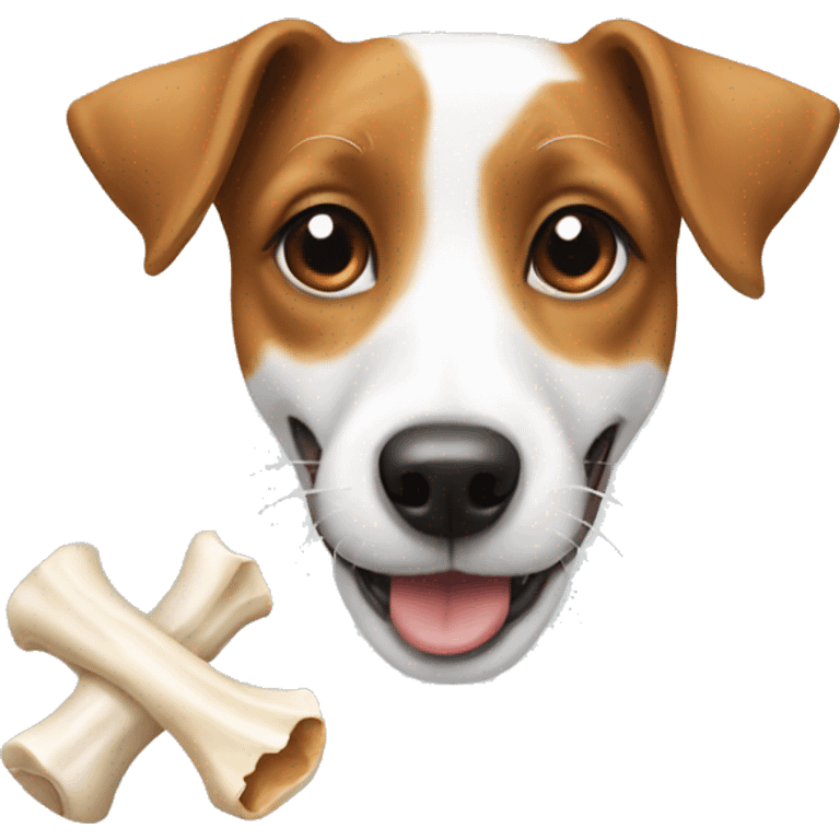 Jack Russell with a bone emoji