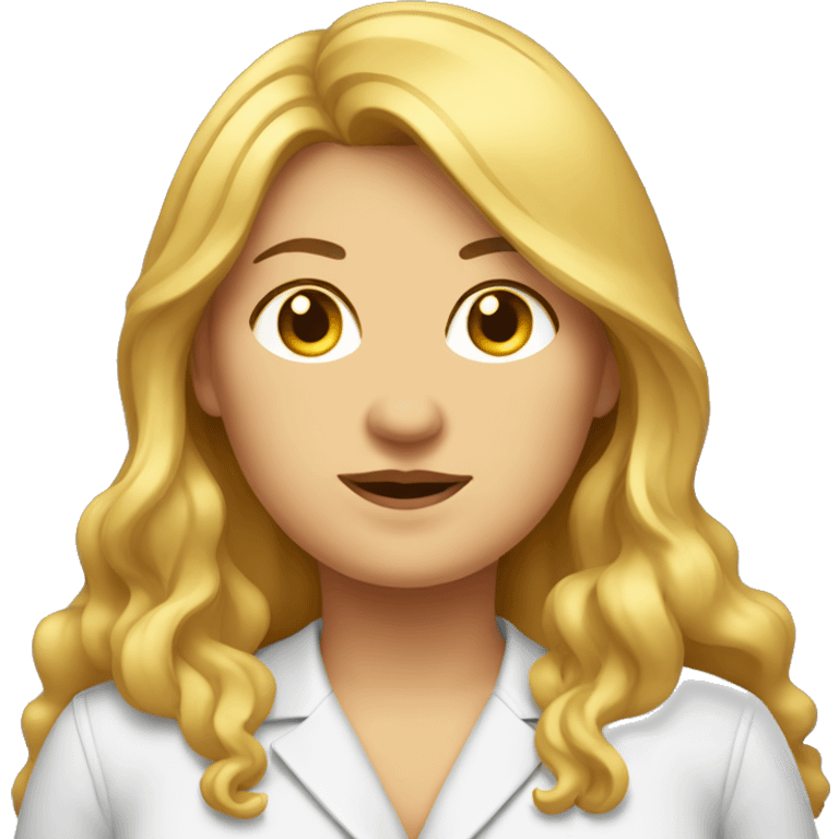 Obesity. A middle-aged woman with golden long hair, dressed in professional attire. emoji