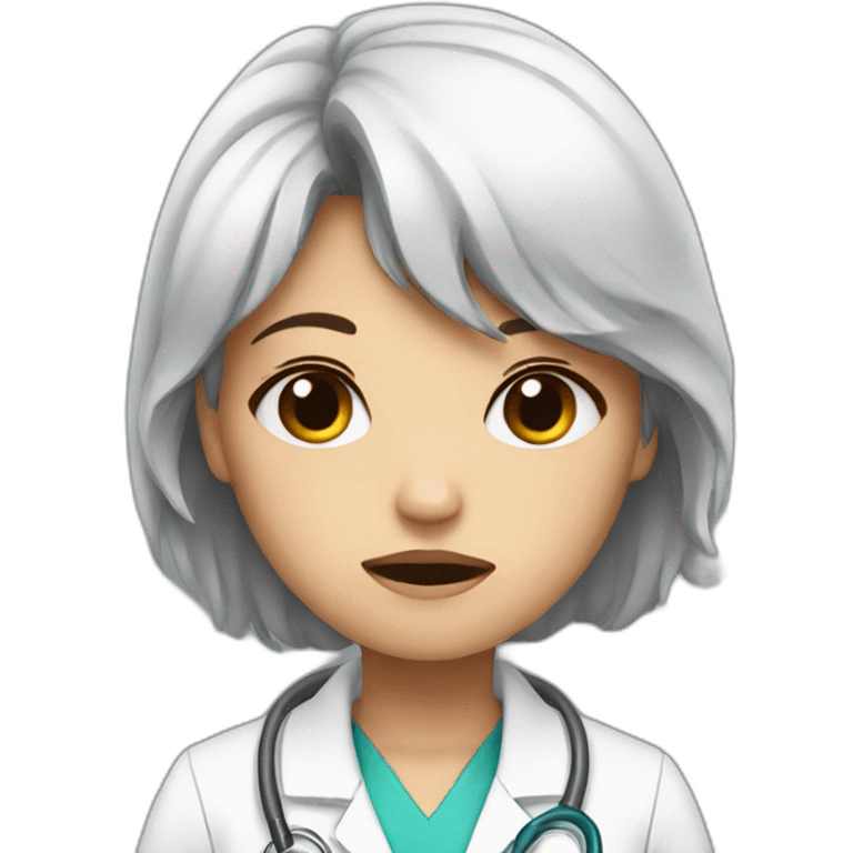 crying doctor girl with dark hair emoji