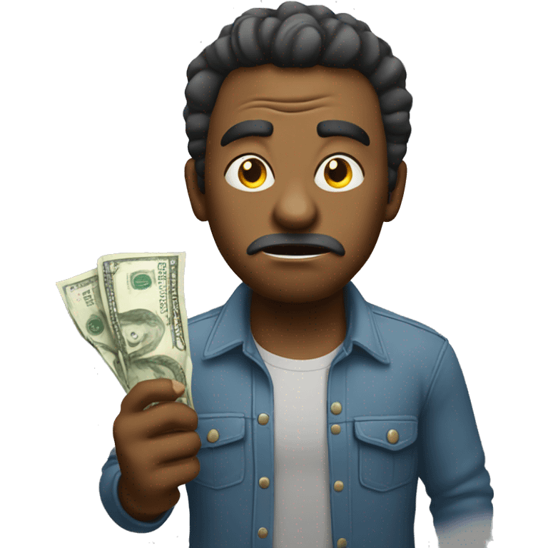 Angry man standing with money in his hands emoji