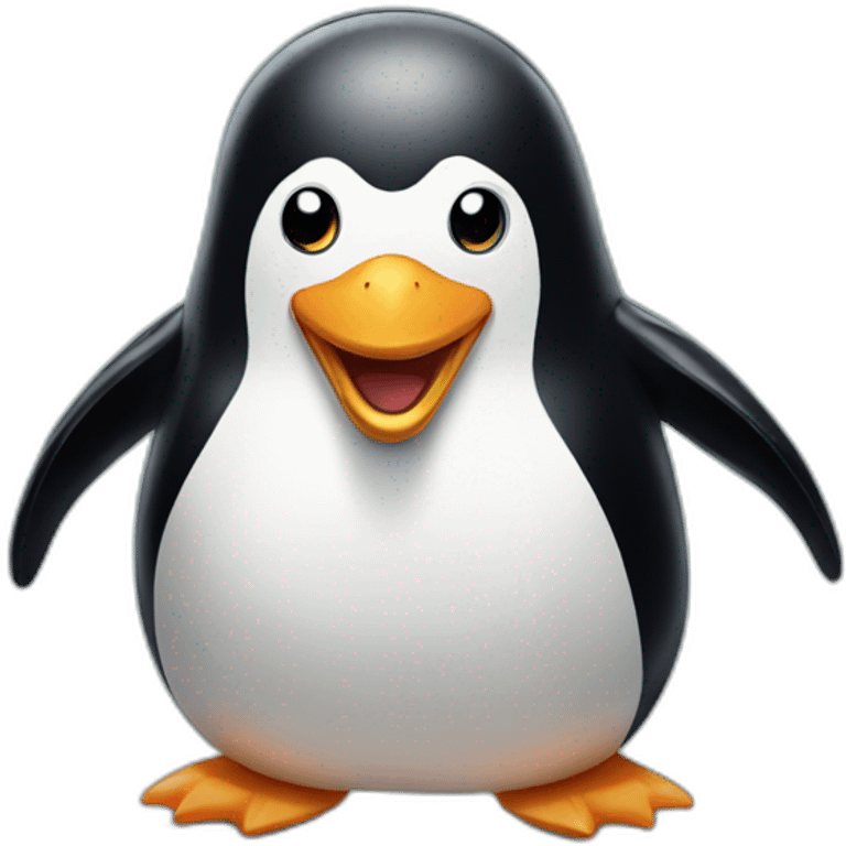 Penguin with oversized teeth emoji