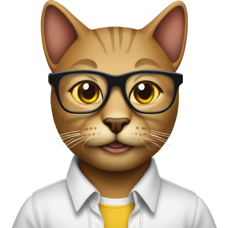 Mulatto hiphop confident business adult cat pfp with smart glasses emoji