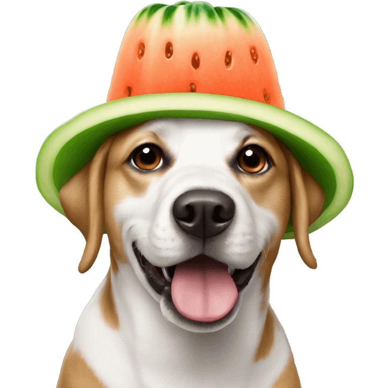 Dog wearing melon hat emoji