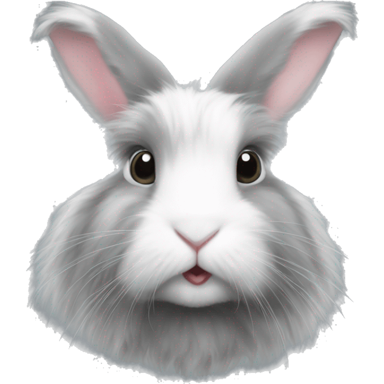 rabbit angora grey with white emoji