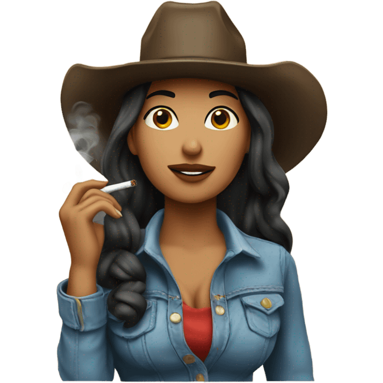 Latina Cowgirl smoking a cigarette  emoji