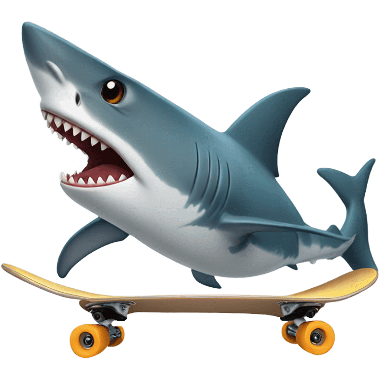 A shark using a skateboard emoji