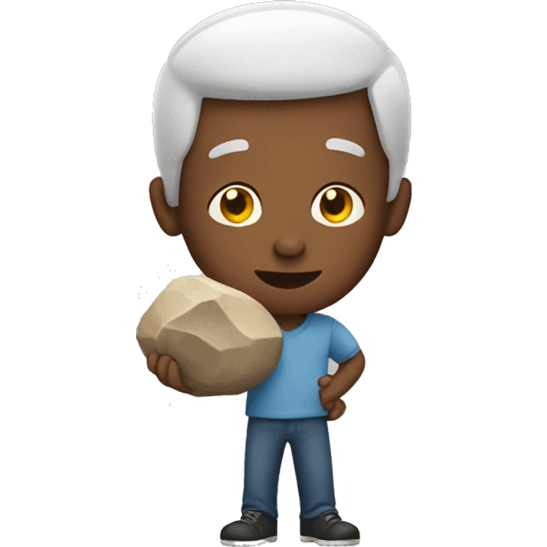 a man holding a rock emoji