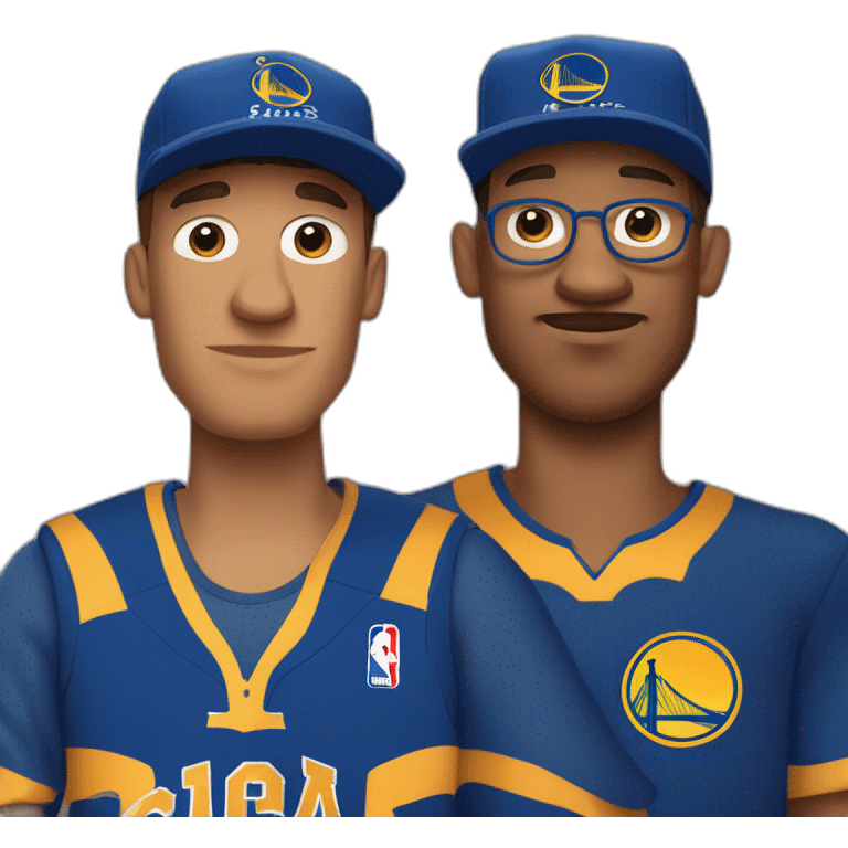 phineas and ferb wearing a golden state jersey emoji