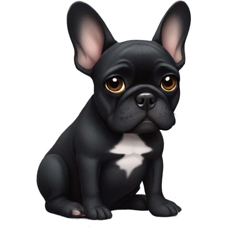 Sad black french bulldog  emoji