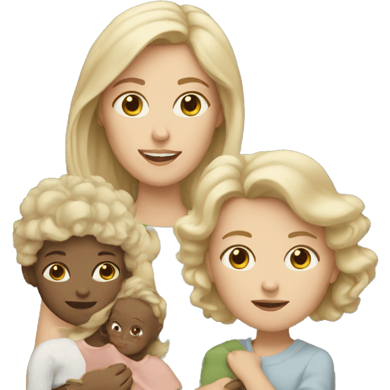 white woman with white
2 kids emoji