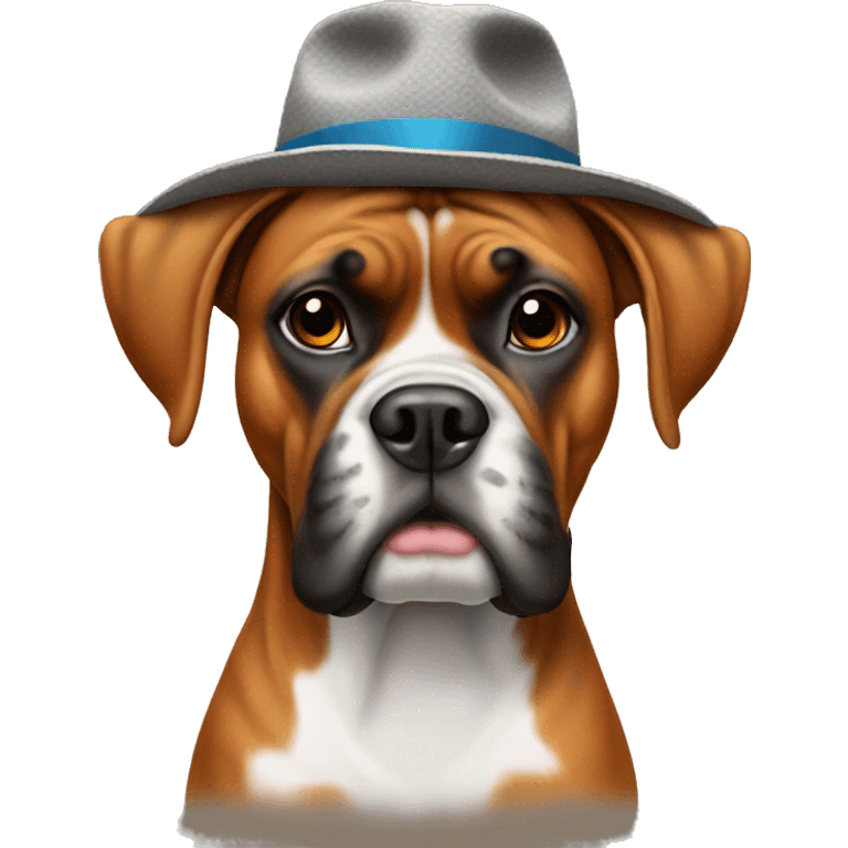 Boxer dog wearing a hat emoji