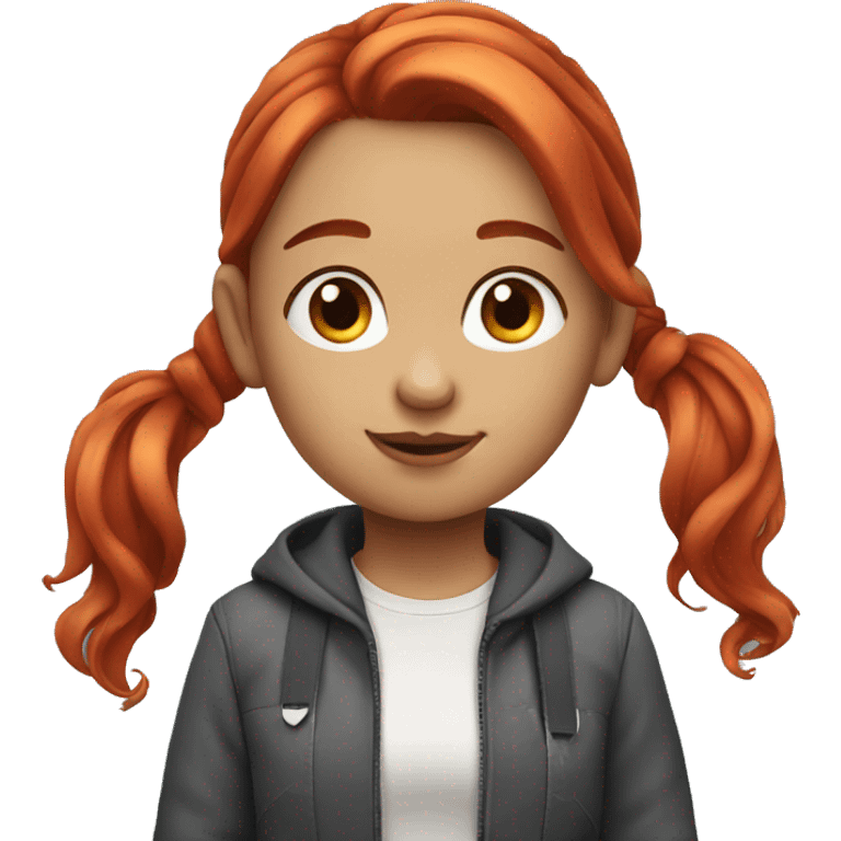 girl with 2 pony hairstyle red hair emoji