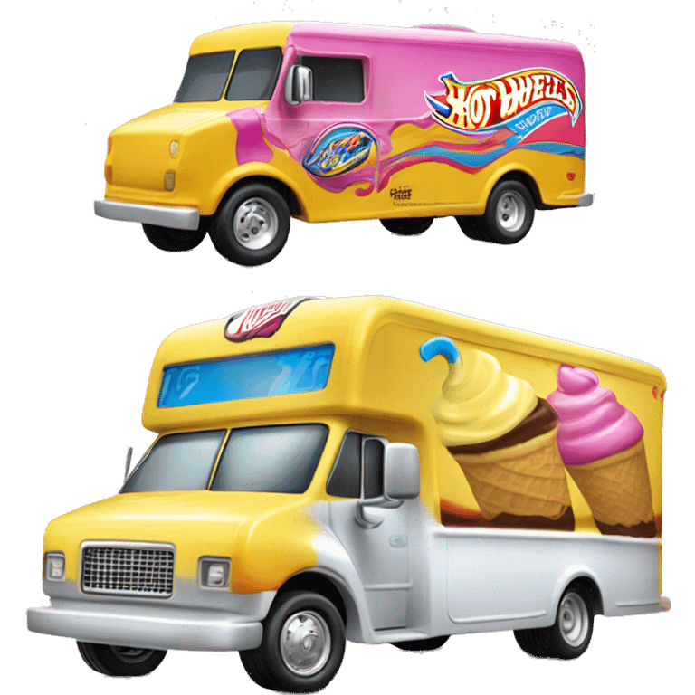 Side view hot wheels sporty 20 foot long banana split Ice Cream step van  emoji