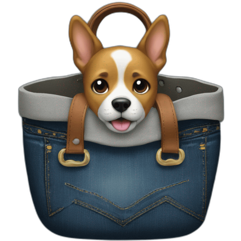 jeans bag with dog inside emoji