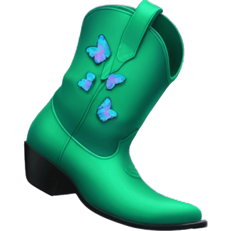 Purple cowboy boots covered in green and blue butterflies  emoji