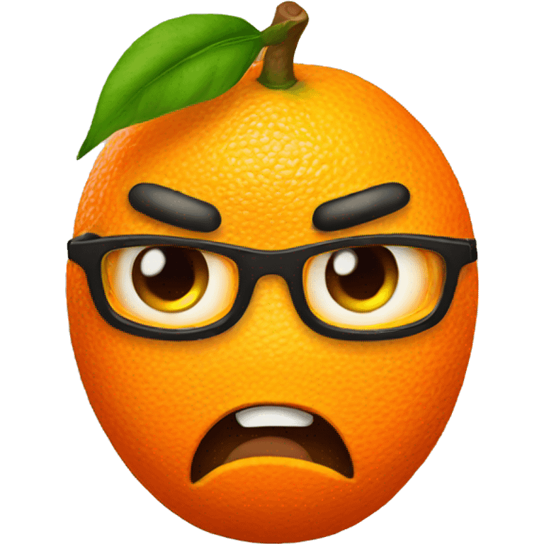 Tangerine with an angry face emoji