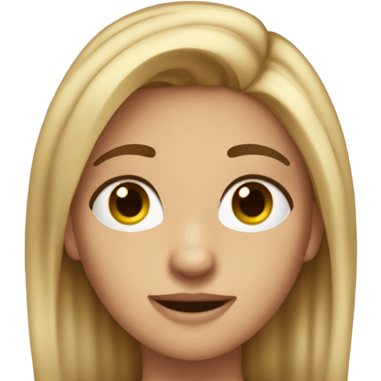 A dirty blonde haired girl with brown big ryes emoji