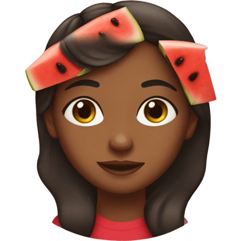 brown girl with watermelon emoji