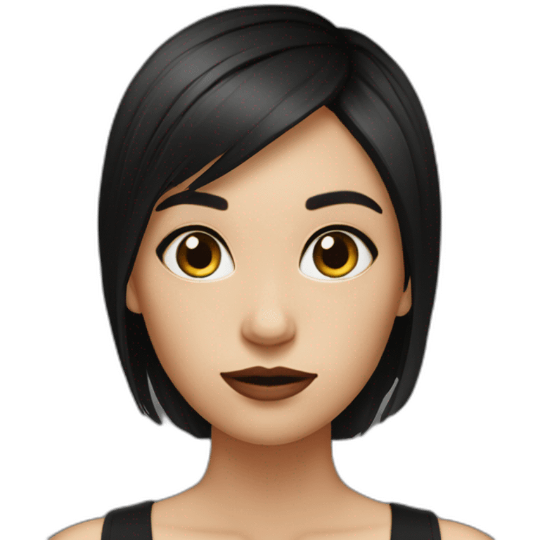 Doubt face pixie Short straight hair brunette with black long dress emoji