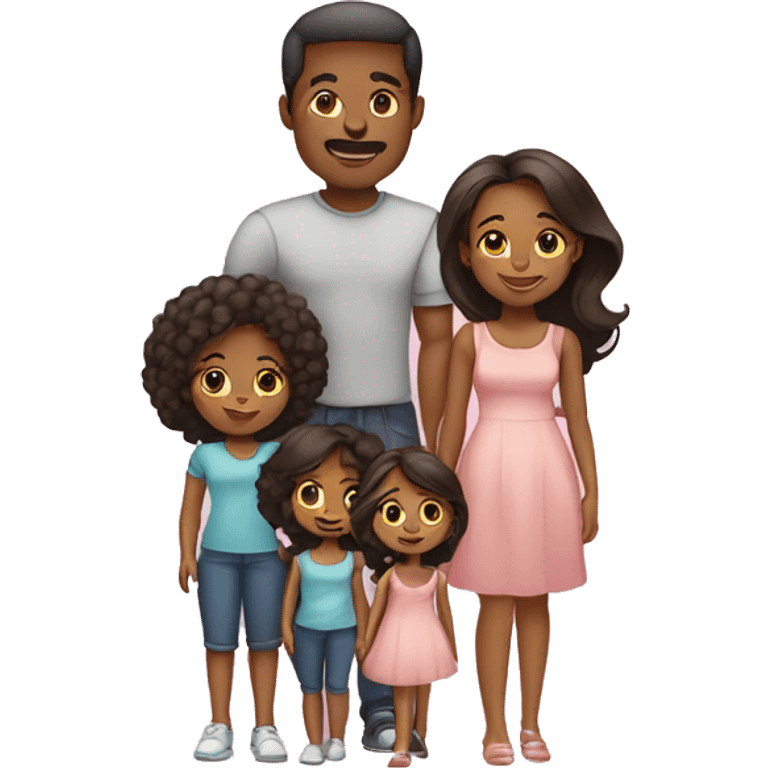 african american family, mom, dad,teenage daughter, young daughter, twing girl toddlers emoji