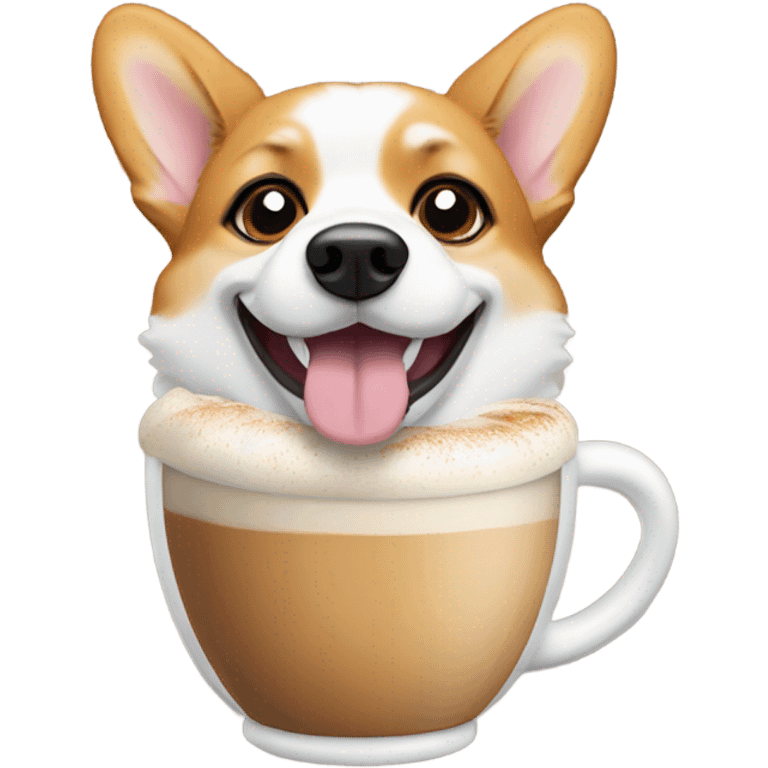 Corgi with a hot latte emoji