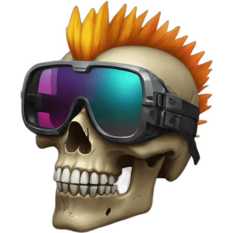 cyberpunk skull with colored mohawk with a gambit sunglasses emoji