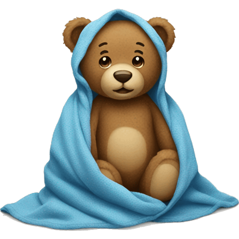 Teddy bear in a blue blanket emoji