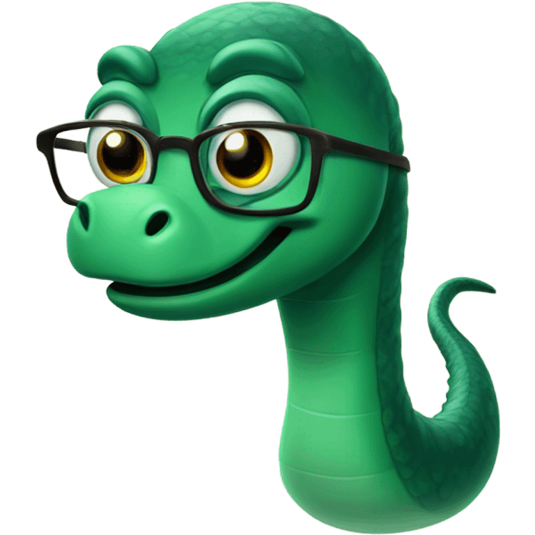 Loch Ness Monster cute nerd with eyeglasses emoji