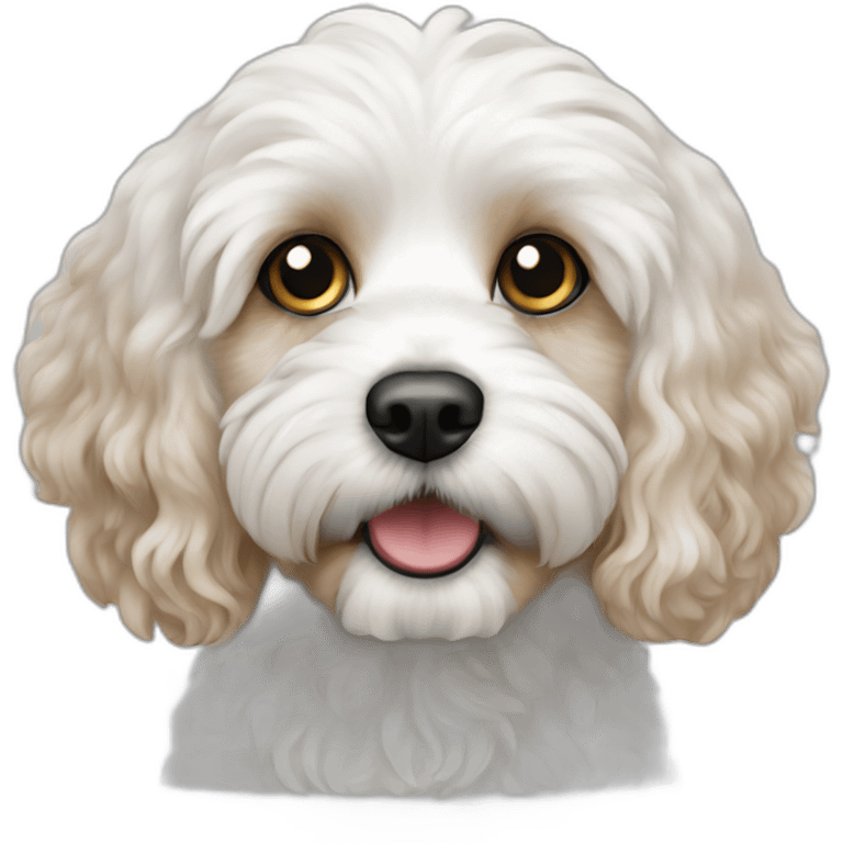 white and black cavapoo emoji