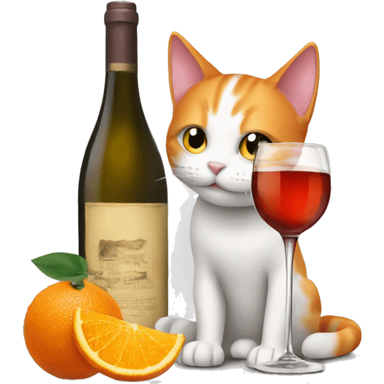 Orange and white cat drinking wine emoji