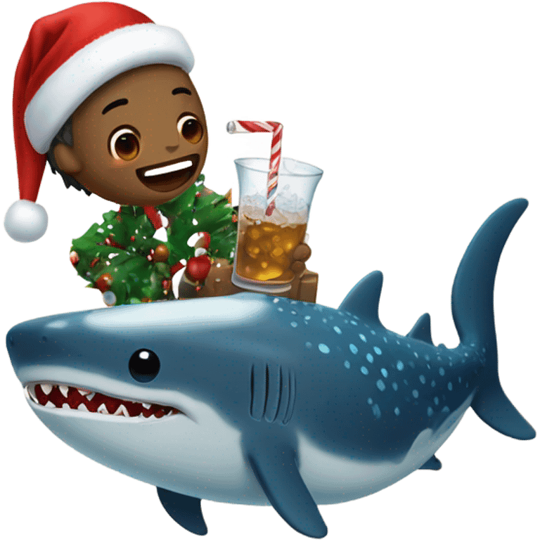 Christmas boba being drunk by a whale shark that’s super cute emoji