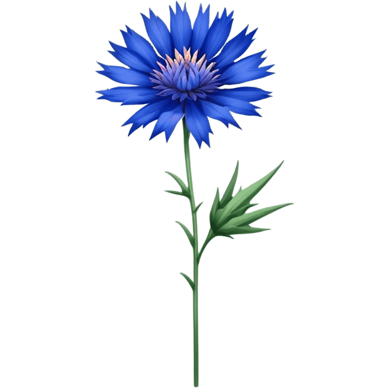 single blue Cornflower, straight stem emoji