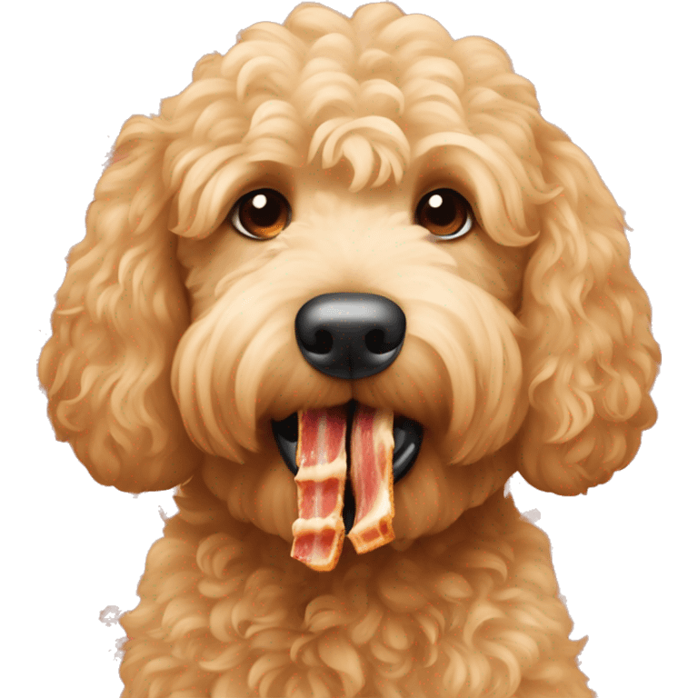 Goldendoodle eating bacon  emoji