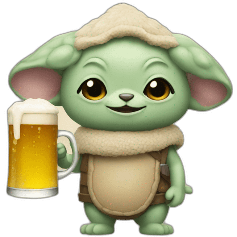 Grogu with a beer emoji