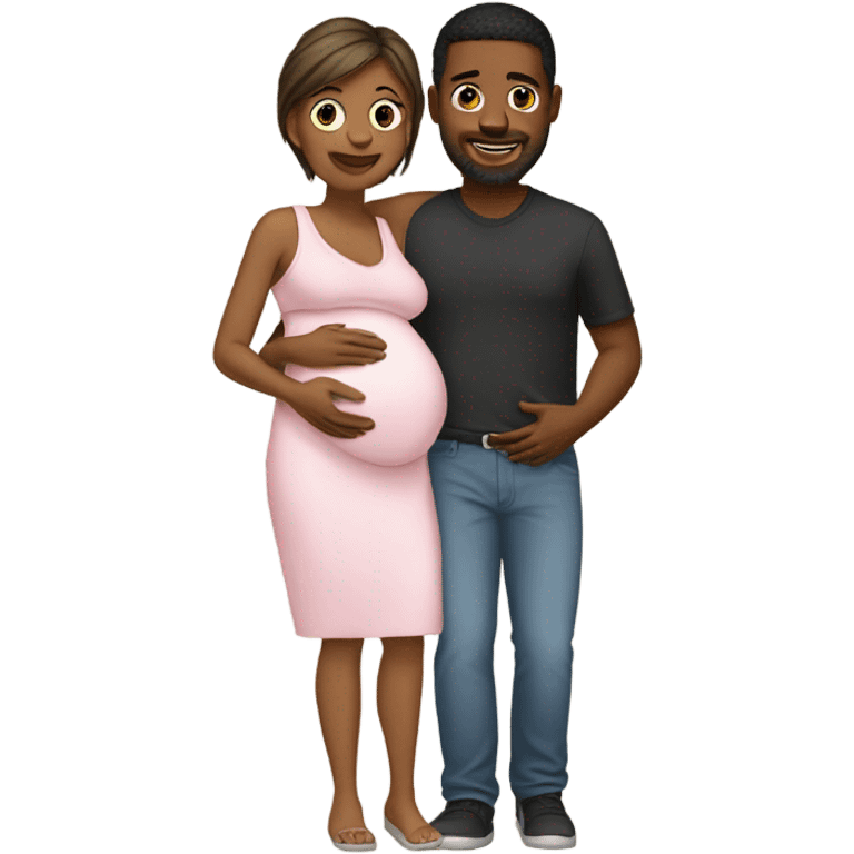 man holding wife’s baby bump emoji