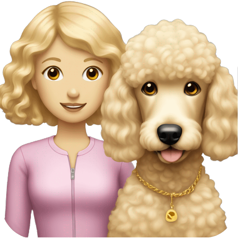 golden poodle with a blonde flat haired girl  emoji