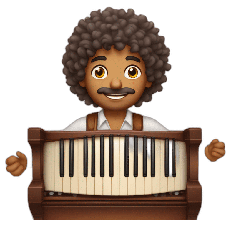 curly haired indian man playing harmonium emoji