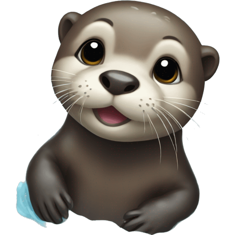 baby otter in the water emoji