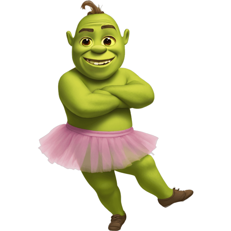 Shrek wearing a tutu doing a split emoji