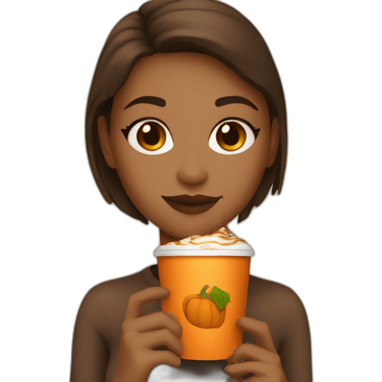 Autumn girl drinking pumpkin Spice latte emoji