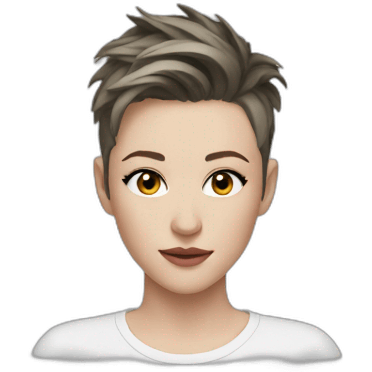 Kristen stewart short hair wearing round neck t-shirt emoji