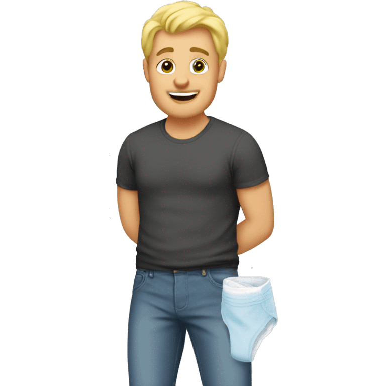 blonde dad changes diaper emoji