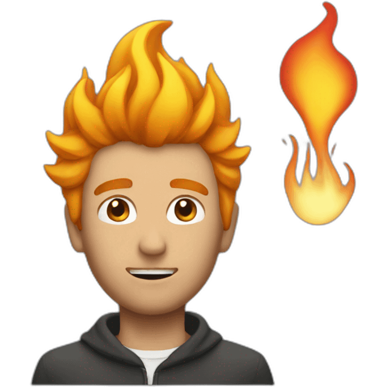 tall man with hair on fire emoji