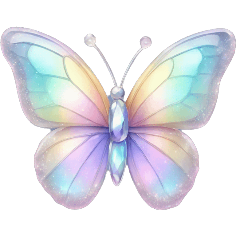 Pastel sparkly iridescent glass crystal butterfly emoji