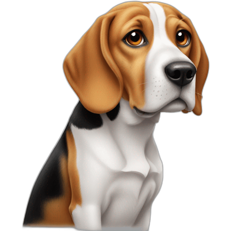 beagle sticking tongue half out looking goofy emoji