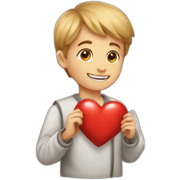 a boy who gives a red heart to a girl emoji